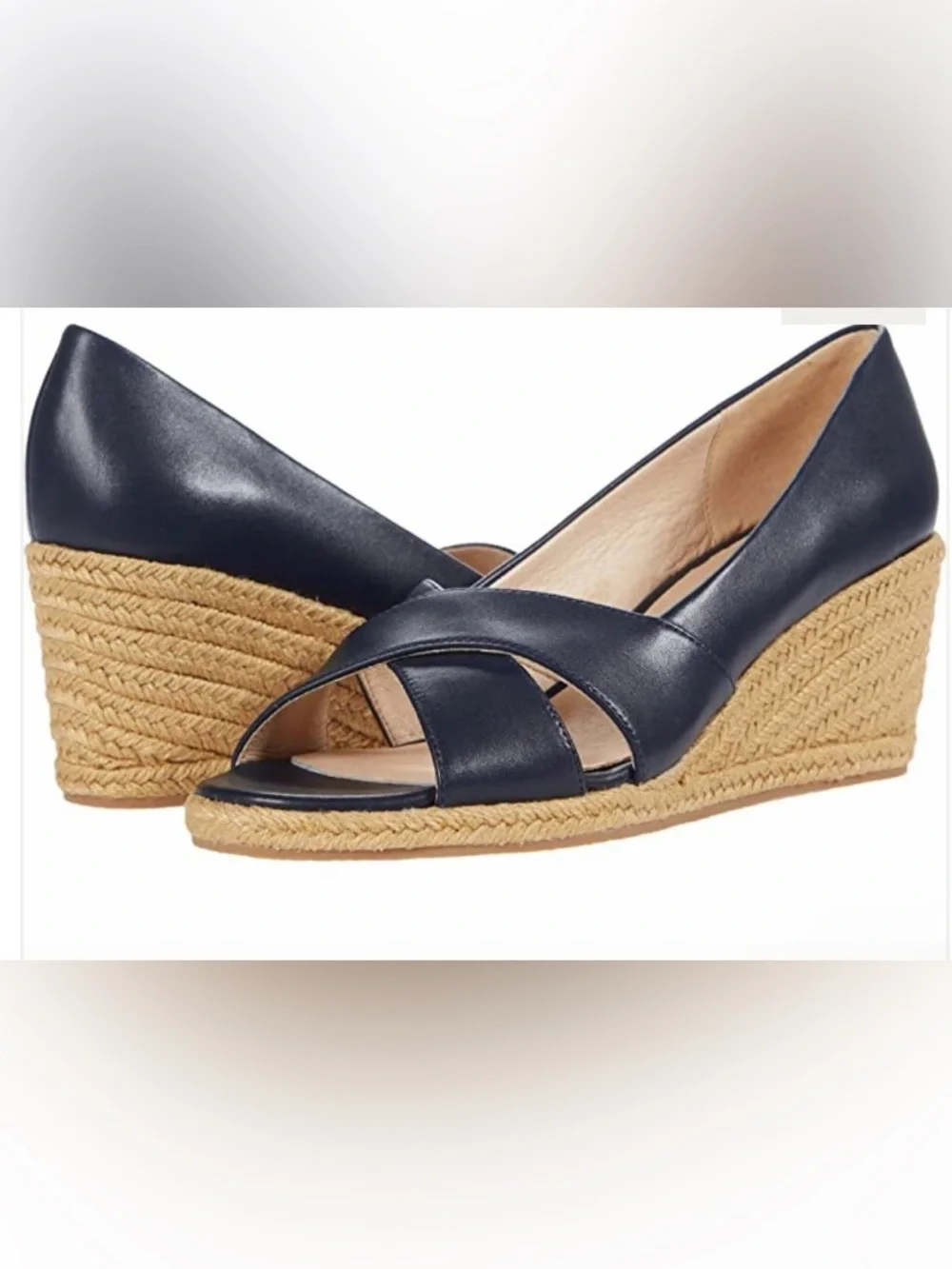 JACK ROGERS Palmer Criss-Cross Midnight Navy Wedge Espadrille